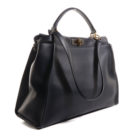 Vitello Dolce Marmol Large Peekaboo Iconic Satchel Blue Notte
