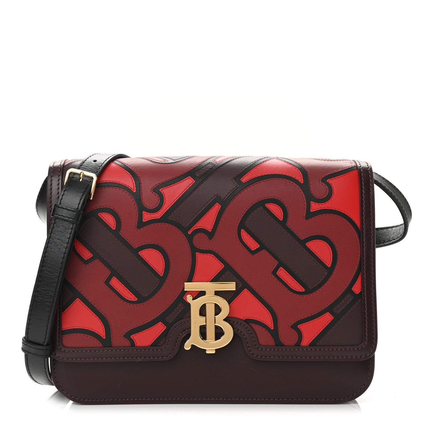 Burberry Calfskin Applique Monogram Medium TB Bag Oxblood 1 of 10