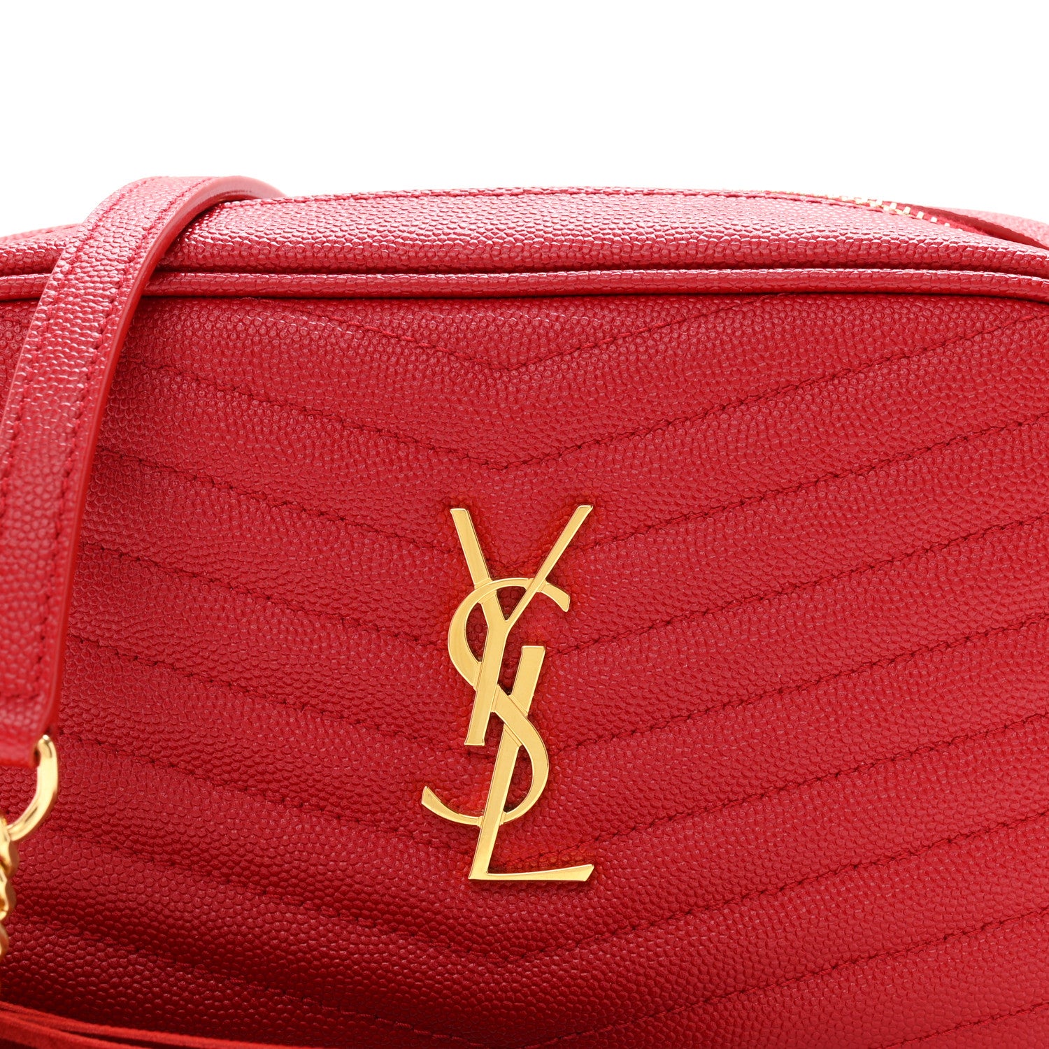 Saint Laurent Grain De Poudre Matelasse Monogram Mini Lou Camera Bag Eros Red 8 of 11