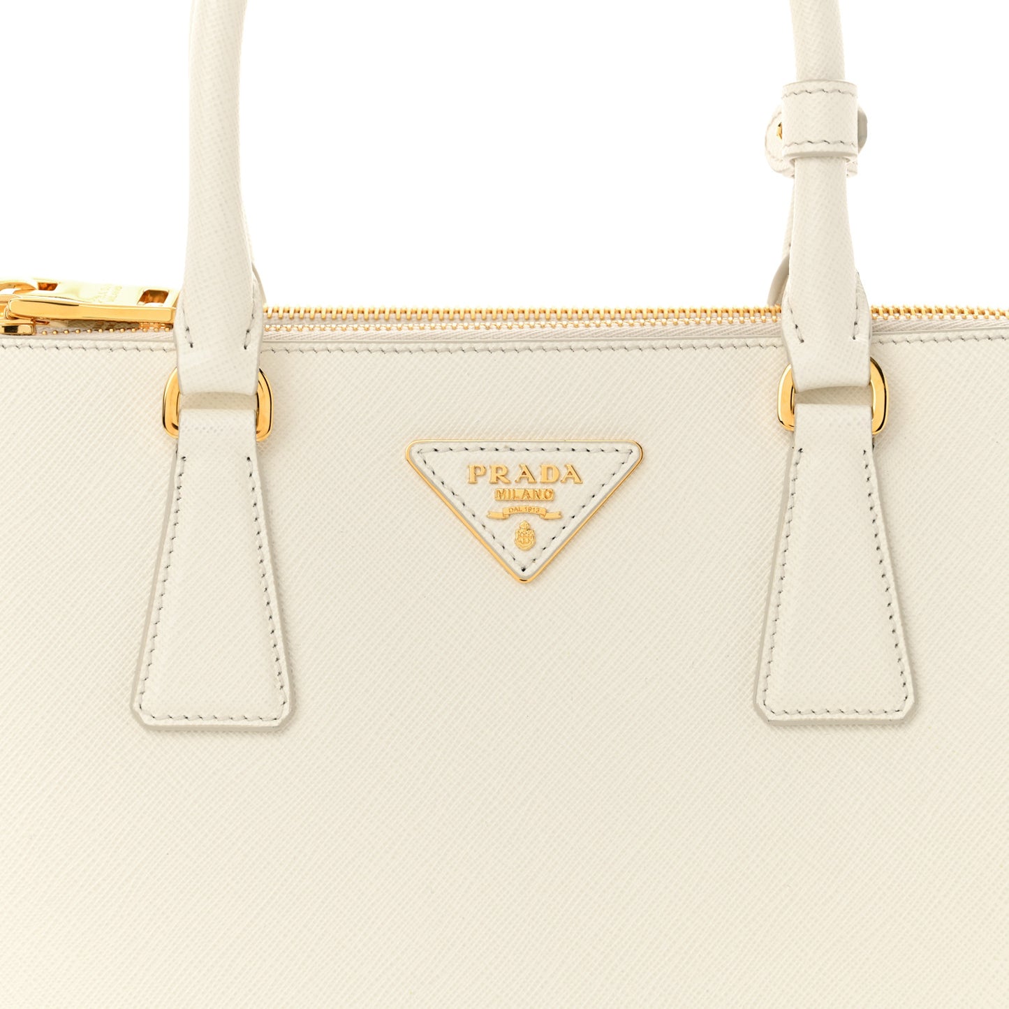 Saffiano Lux Small Galleria Double Zip Tote White