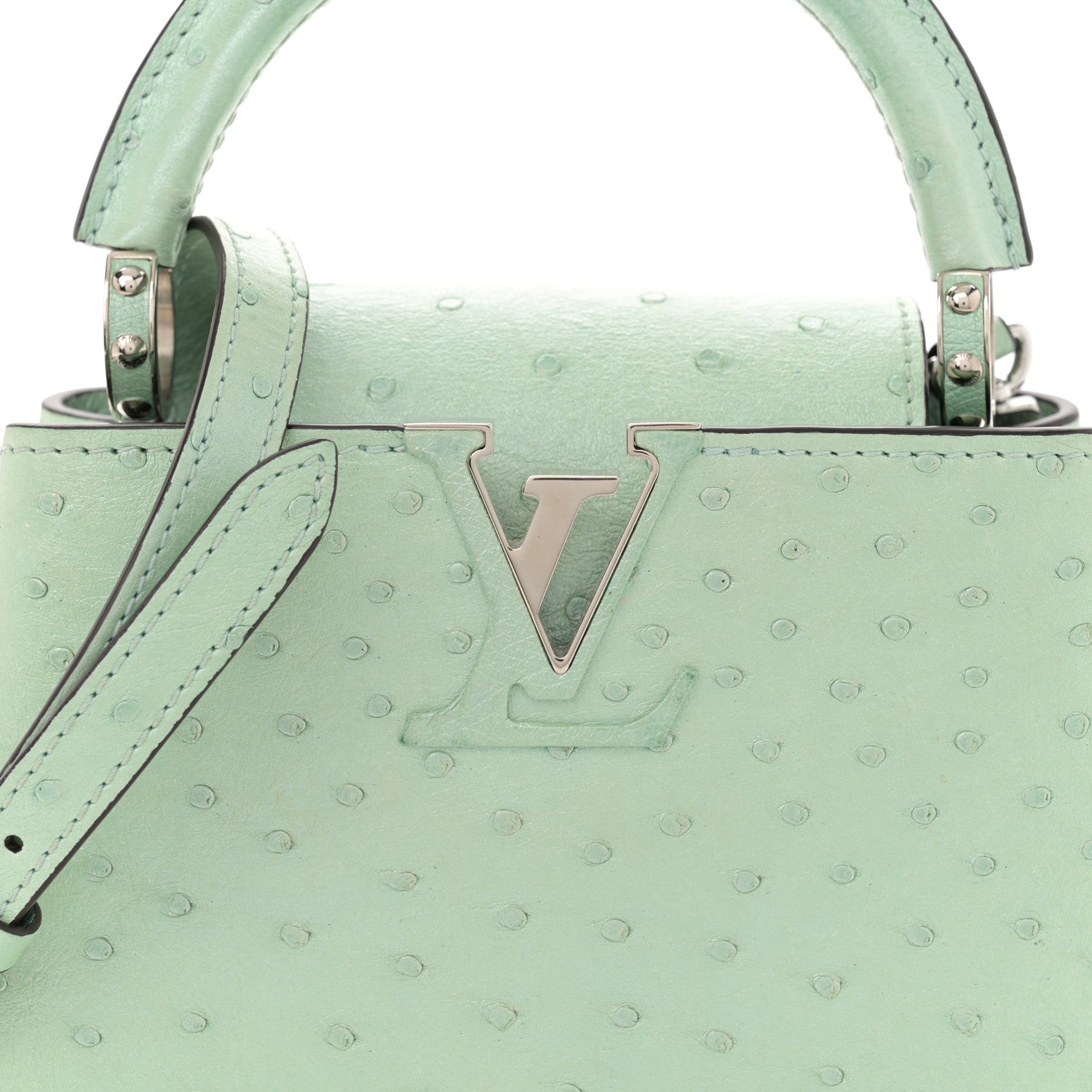 Louis Vuitton Iridescent Ostrich Capucines Mini Vert d’Eau 7 of 13