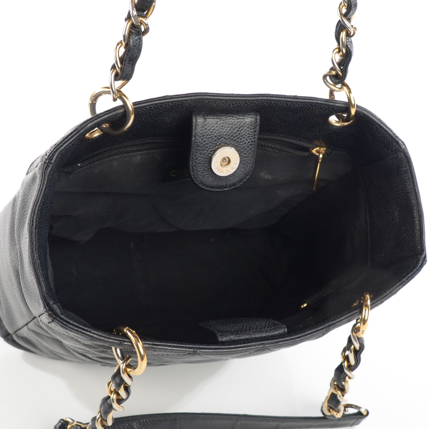 Chanel Caviar Quilted Petit Shopping Tote PST Black 5 of 8