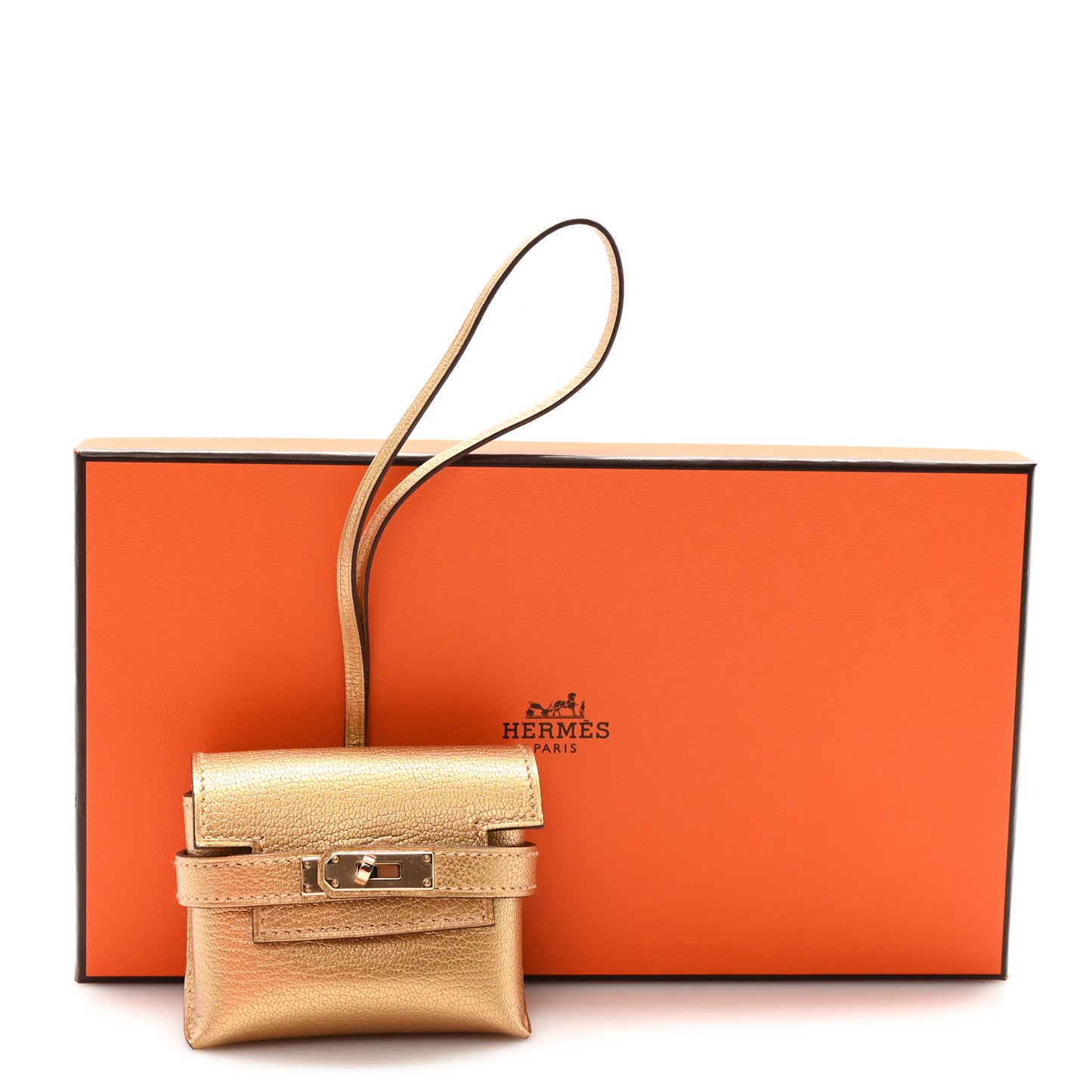 Metallic Chevre Chamkilight Festival Kelly Bag Charm Dore