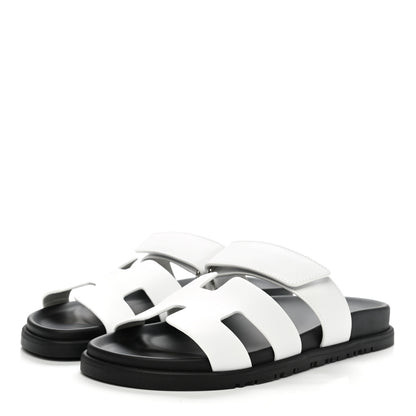 Hermes Calfskin Womens Chypre Sandals 38 White 3 of 9
