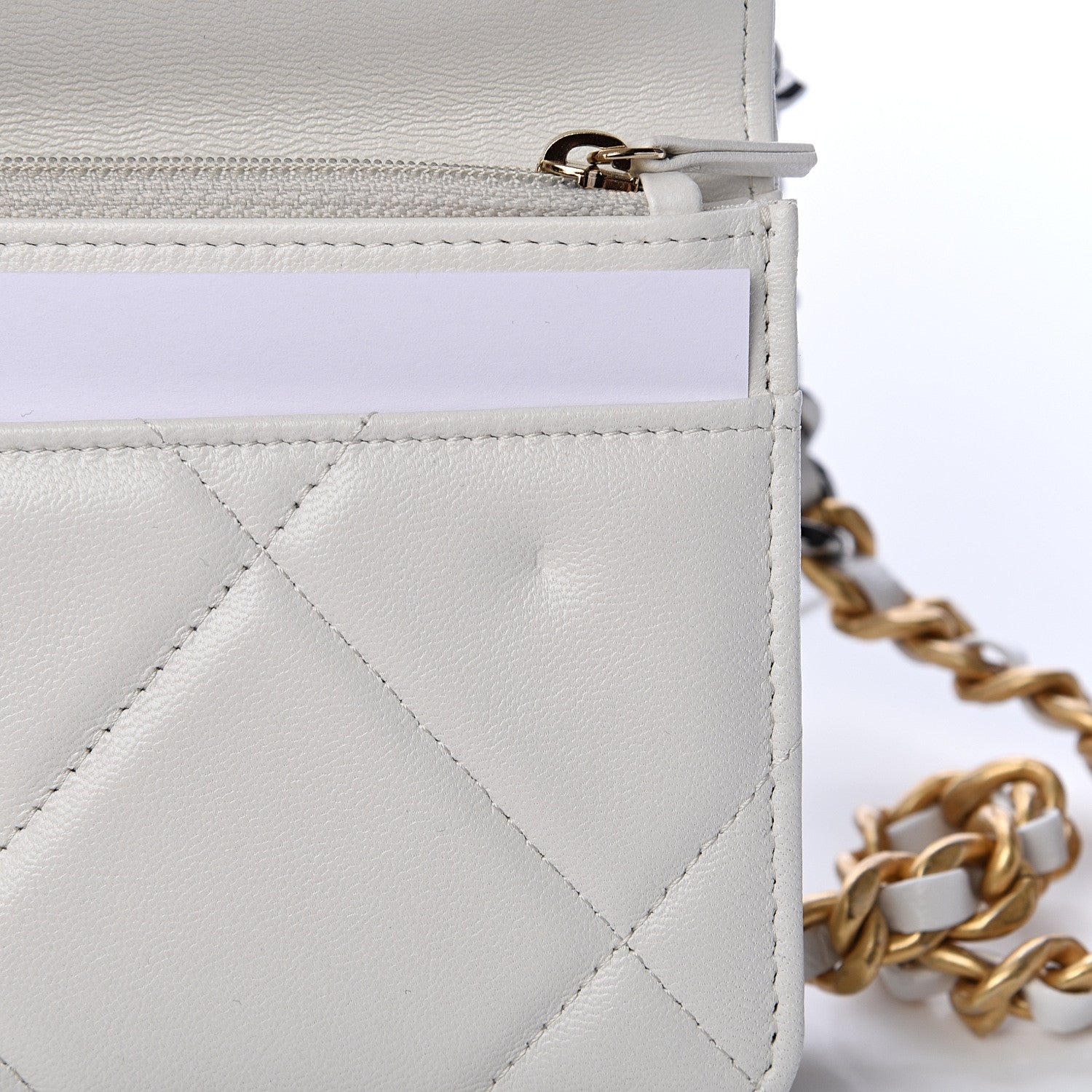 Chanel Goatskin Quilted 19 Wallet On Chain WOC White 11 of 12