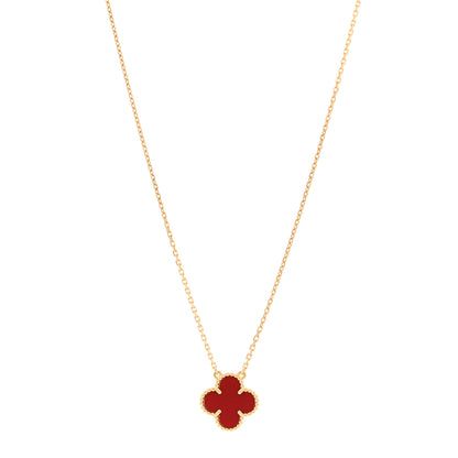 Van Cleef & Arpels 18K Yellow Gold Carnelian Vintage Alhambra Pendant Necklace 1 of 5