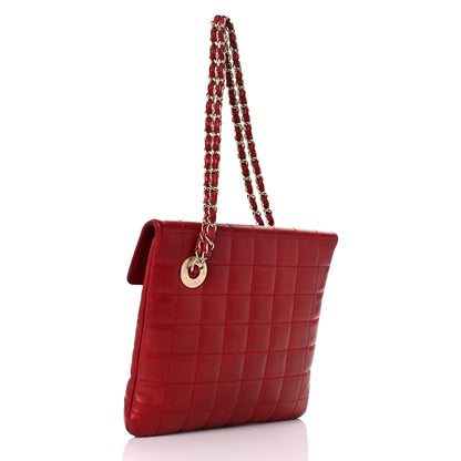 Chanel Lambskin Chocolate Bar Mademoiselle Flap Shoulder Bag Red 2 of 17