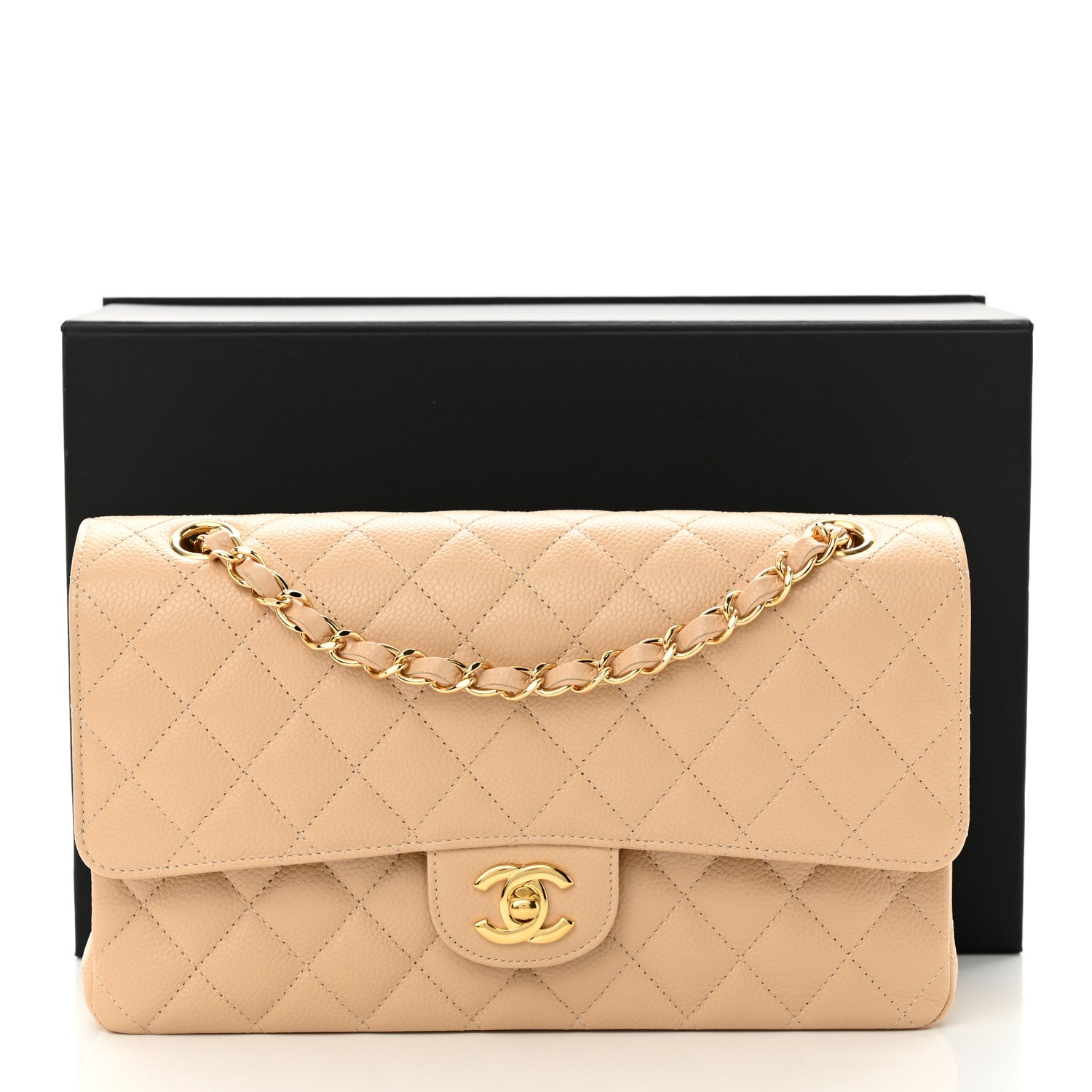 Chanel Caviar Quilted Medium Double Flap Beige 12 of 12