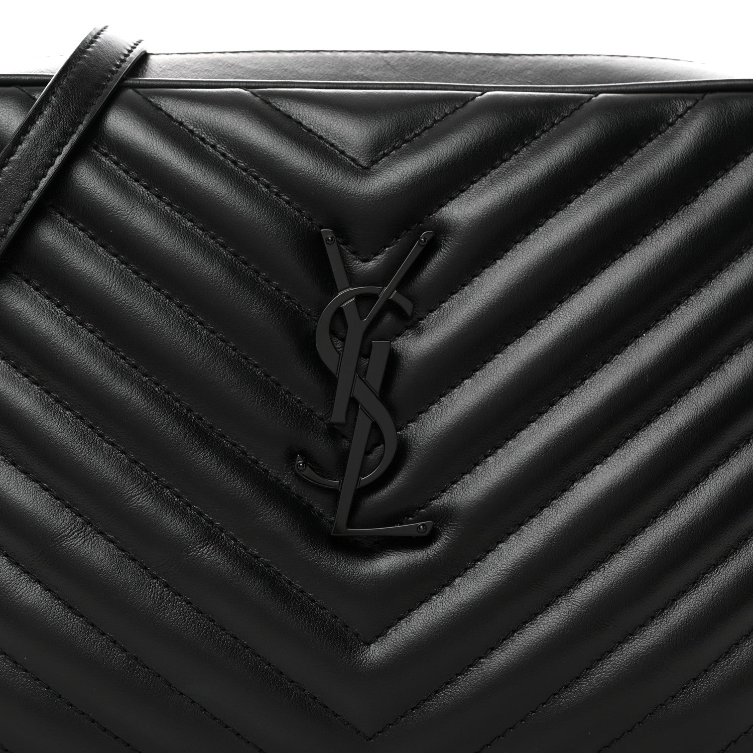Saint Laurent Calfskin Matelasse Monogram Monochrome Lou Camera Bag Black 8 of 10