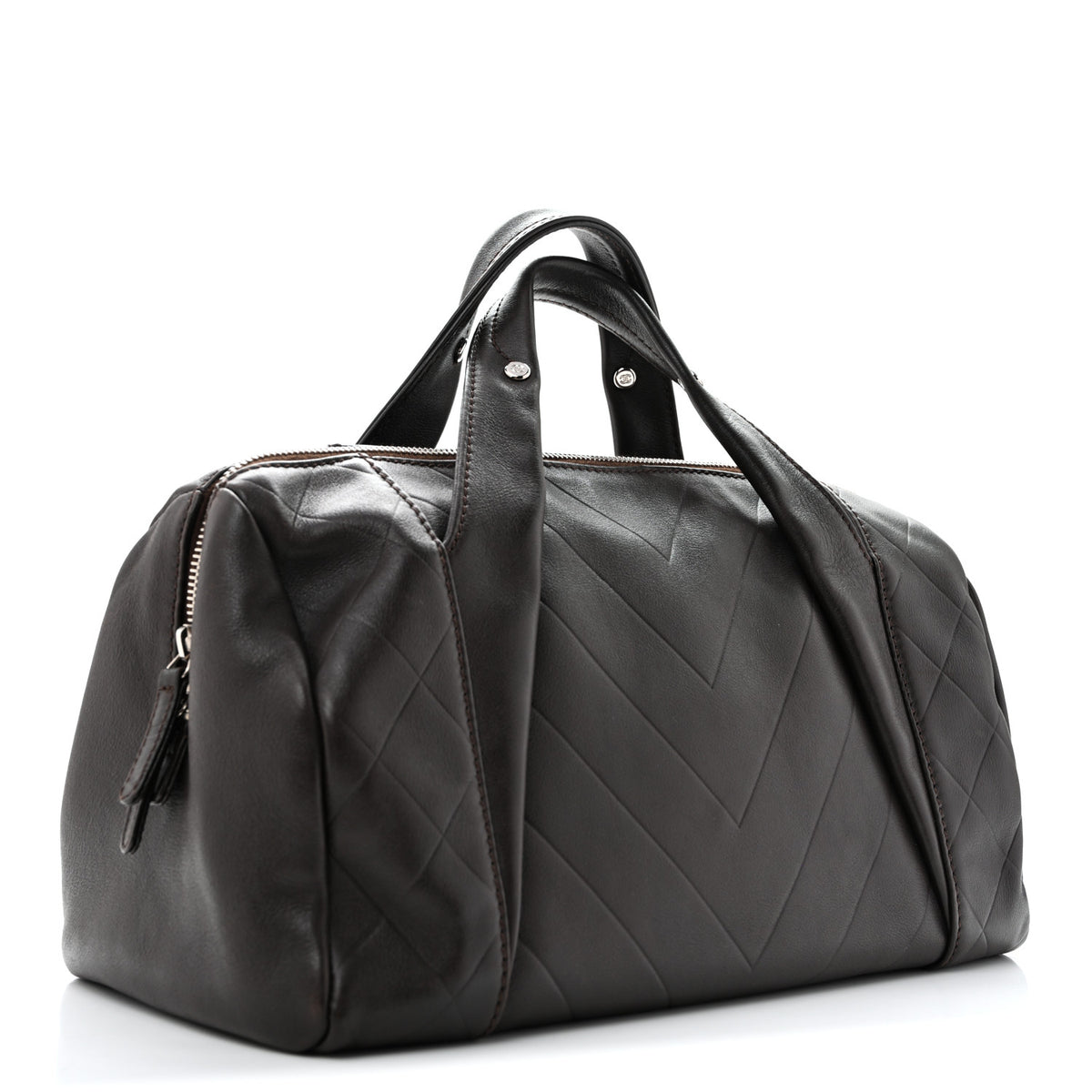 Calfskin Chevron CC All Day Long Boston Brown
