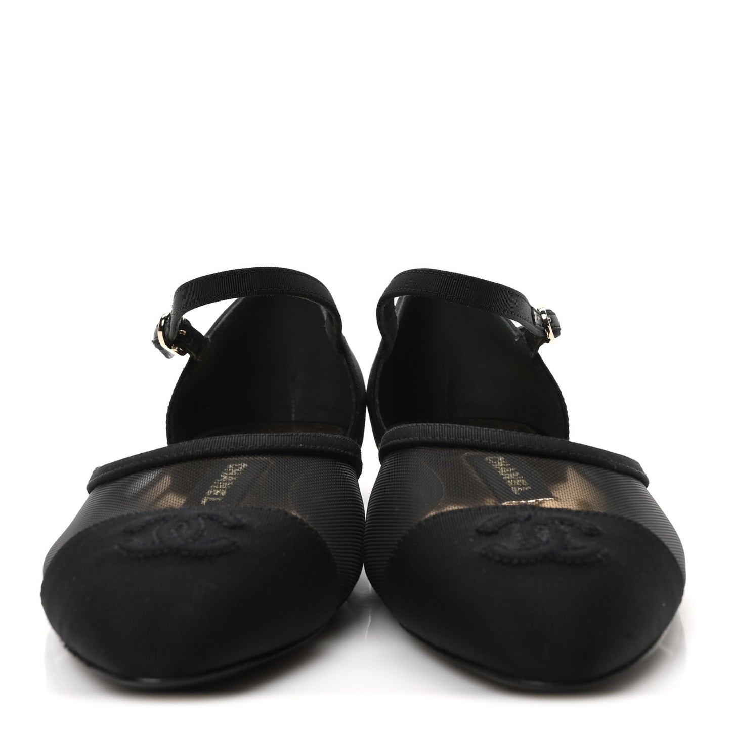 Mesh Grosgrain Cap Toe CC Flats 36 Black