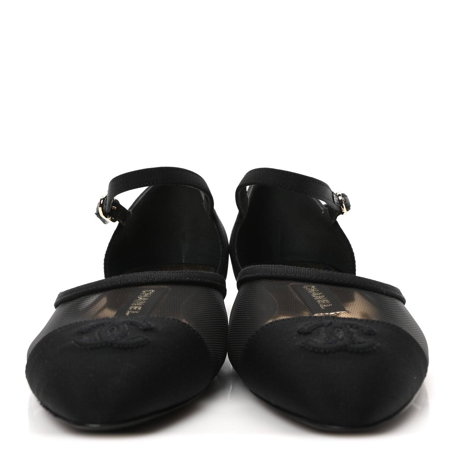 Chanel Mesh Grosgrain Cap Toe CC Flats 36 Black 3 of 8