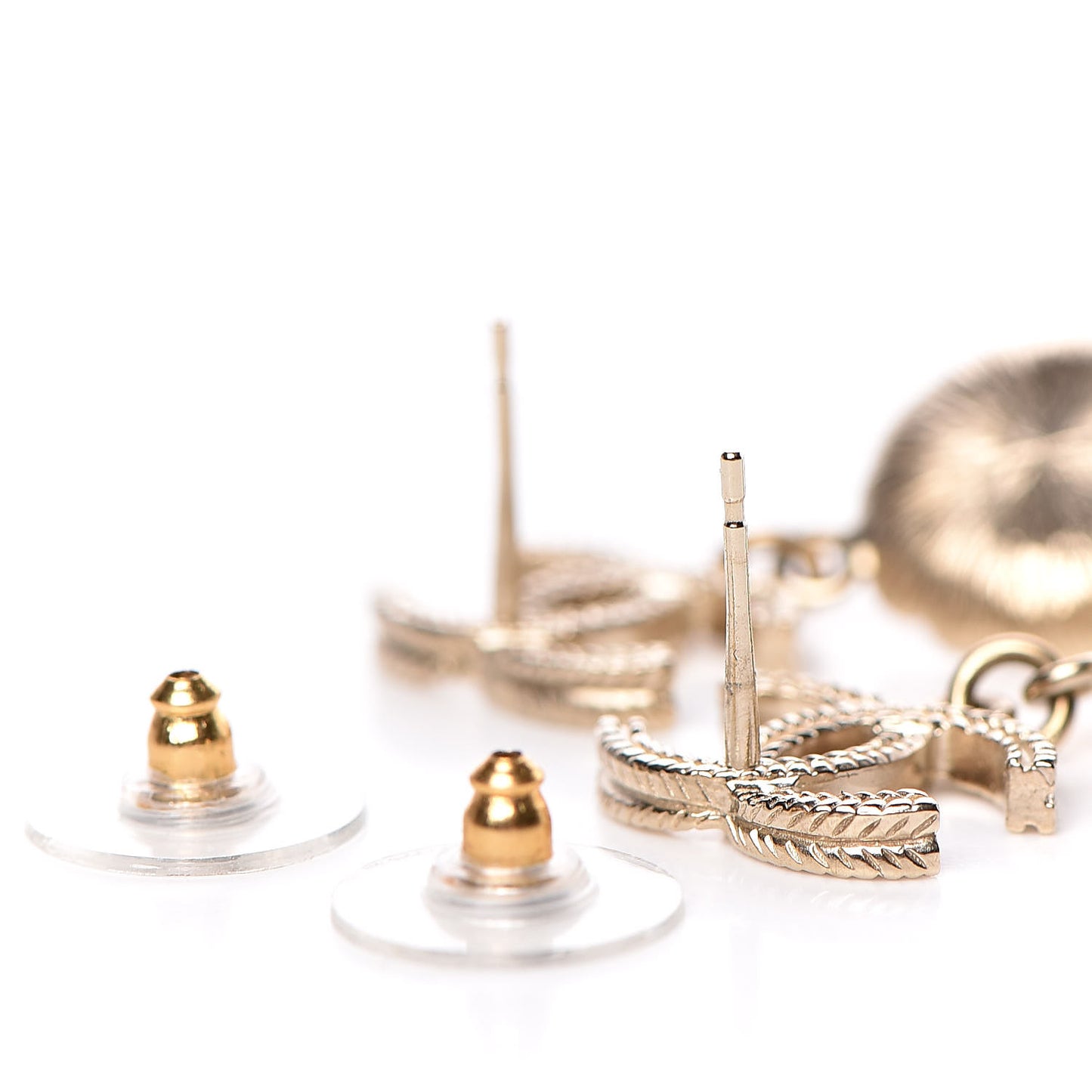Bead Camelia CC Drop Earrings Gold Black