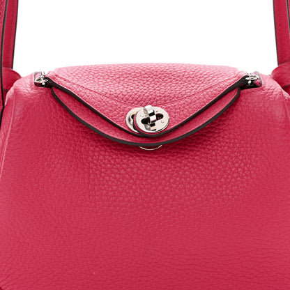 Hermes Taurillon Clemence Mini Lindy 20 Rose Pourpre 7 of 9