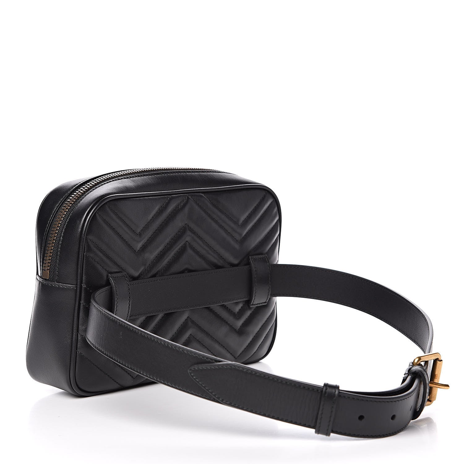 Gucci Calfskin Matelasse Mens GG Marmont Belt Bag 90 36 Black 3 of 10