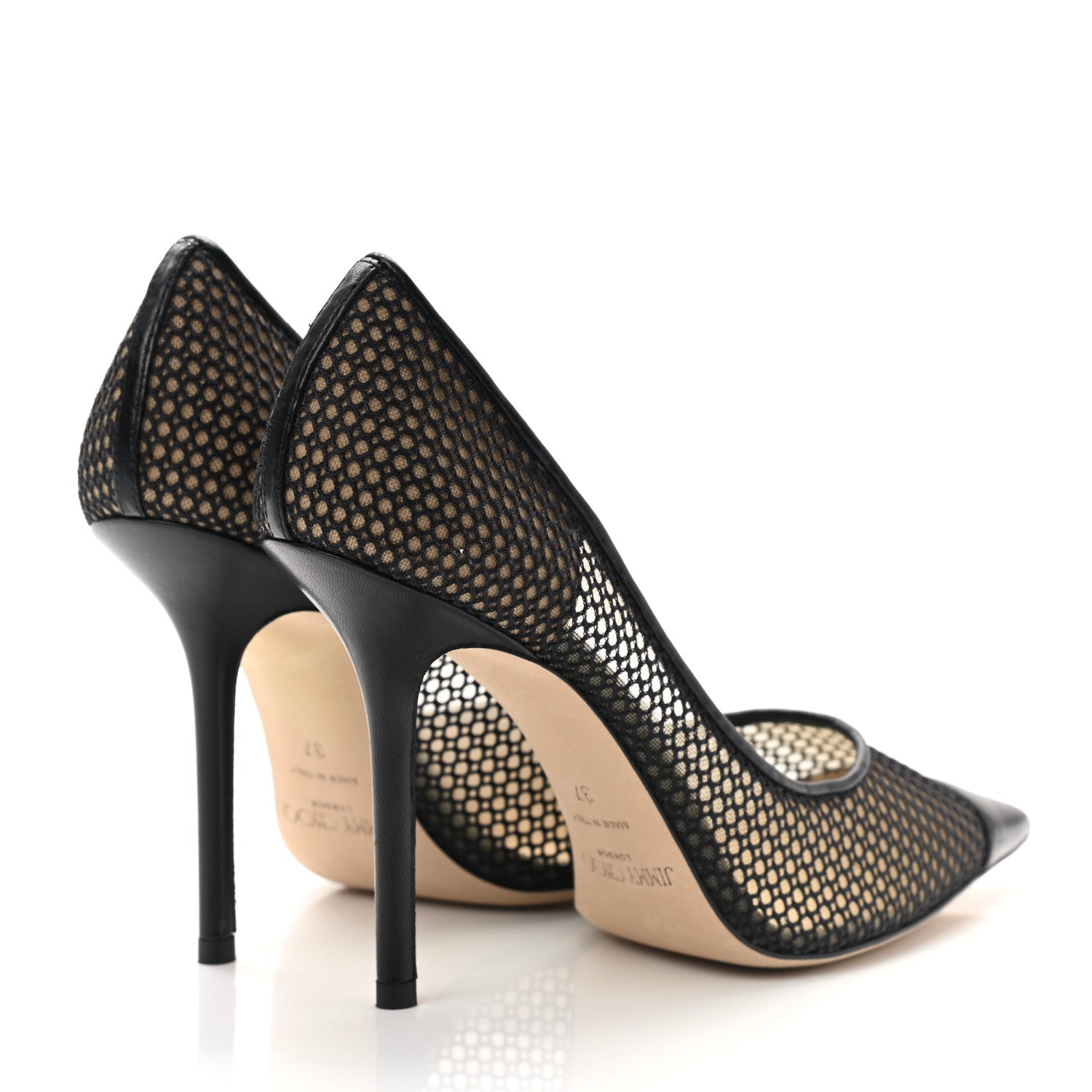 Jimmy Choo Mesh Calfskin Love 100 Pumps 37 Black 5 of 8