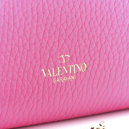Valentino Garavani Pebbled Calfskin Rockstud Flip Lock Wallet On Chain Dawn Pink 6 of 10
