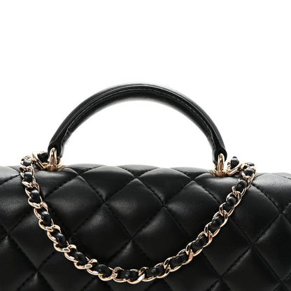 Chanel Lambskin Quilted Mini Top Handle Rectangular Flap Black 8 of 10