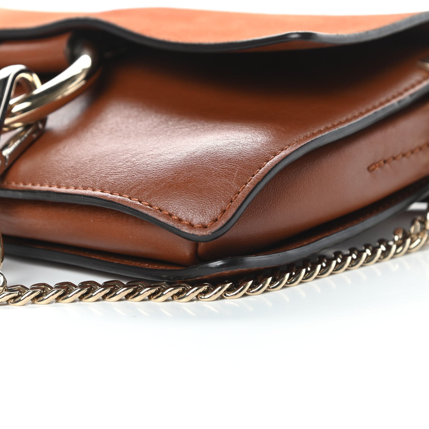 Suede Calfskin Small Faye Shoulder Bag Tobacco