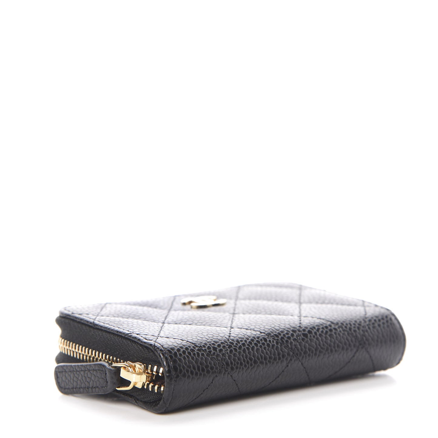Caviar Quilted Zip Coin Purse Black