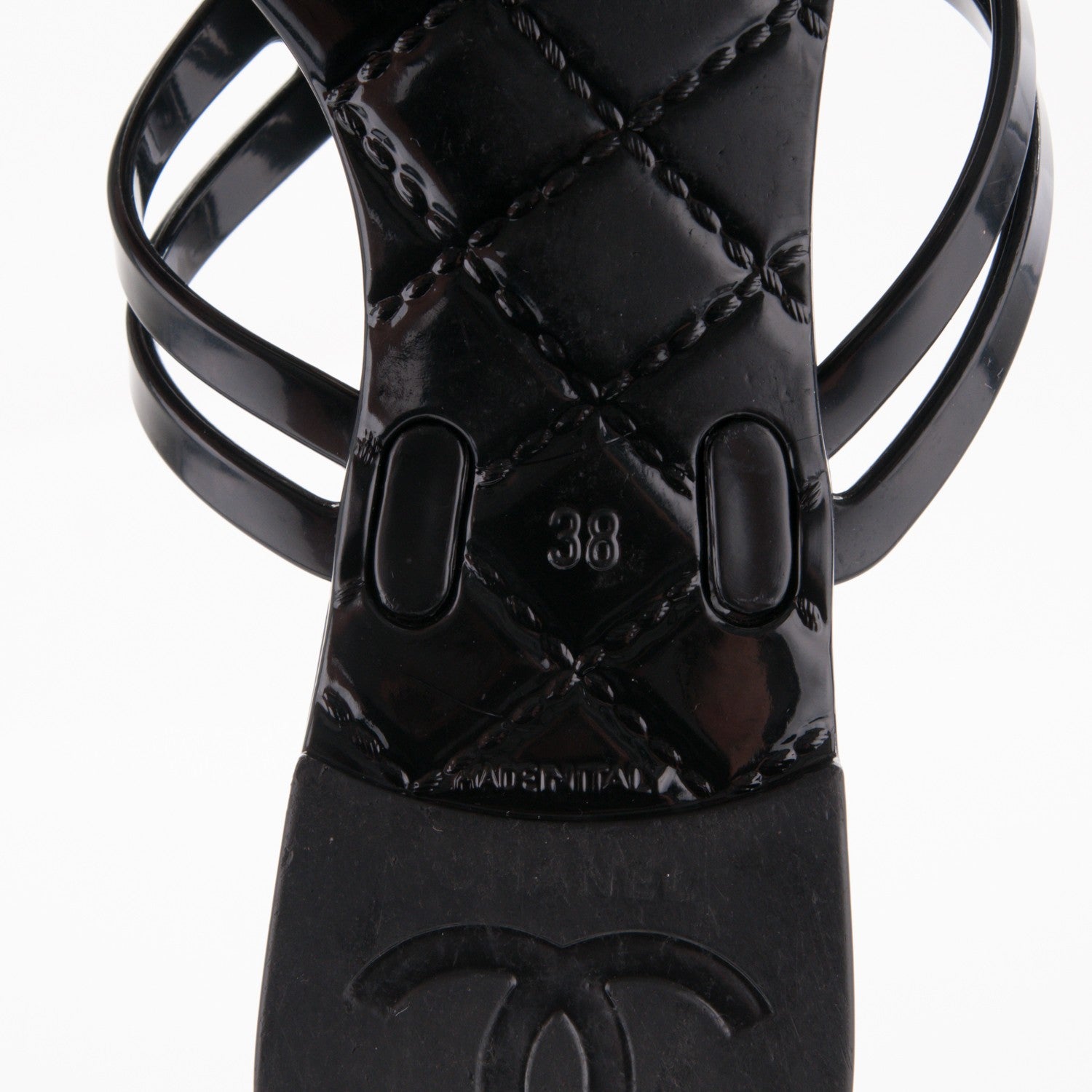 Chanel Jelly Camellia Thong Sandals 38 Black Ivory 6 of 7