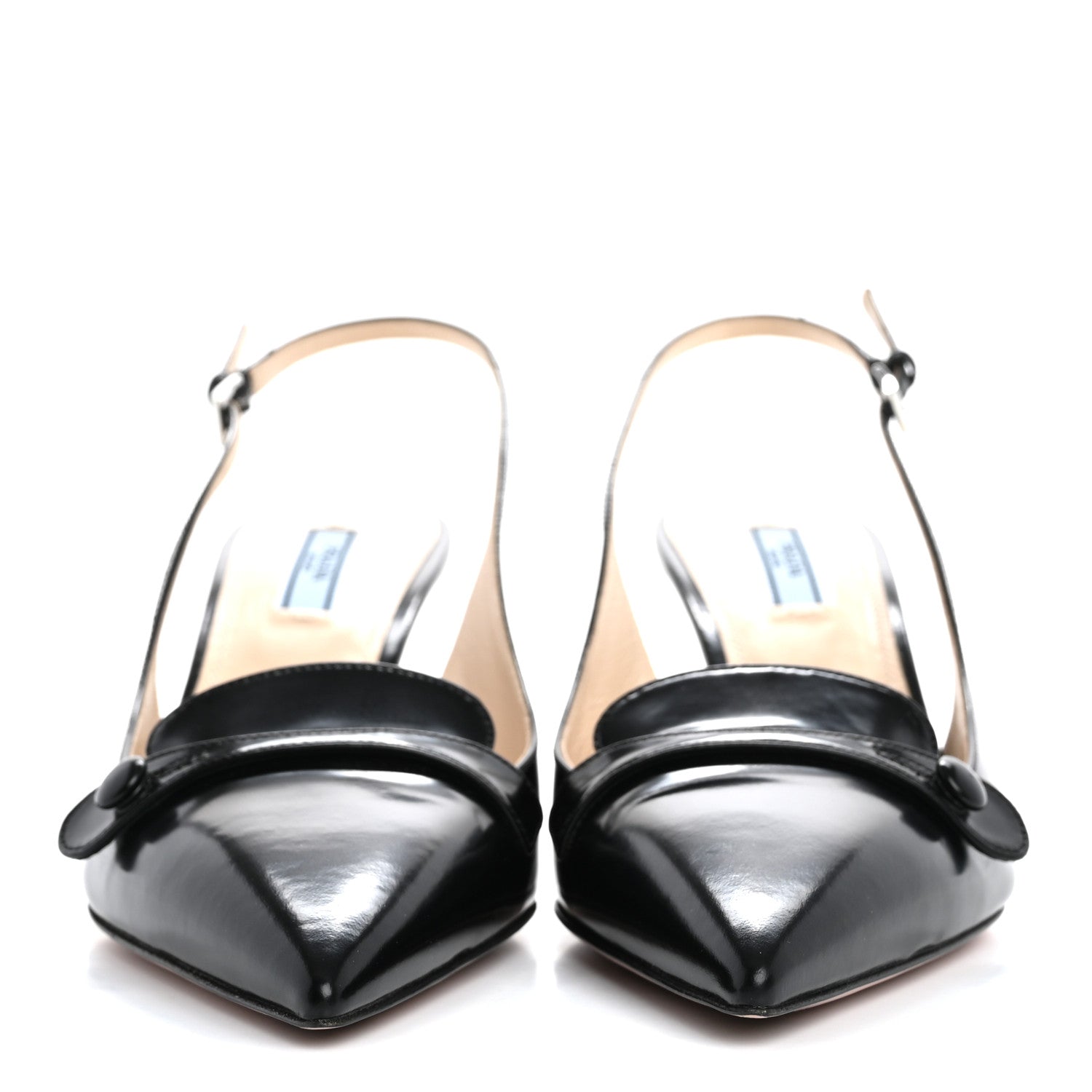 Prada Spazzolato Slingback Pumps 39 Black 3 of 9