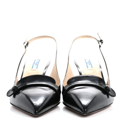 Prada Spazzolato Slingback Pumps 39 Black 3 of 9
