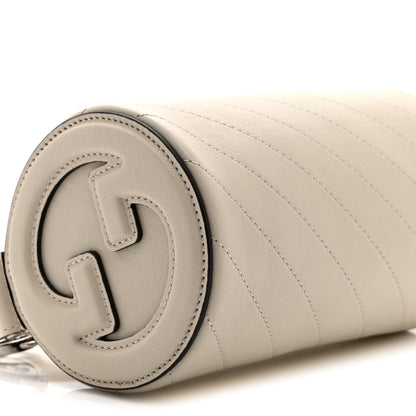 Gucci Sakai Be Green Calfskin Diagonal Stitched Mini Blondie Barrel Shoulder Bag Mystic White 9 of 11