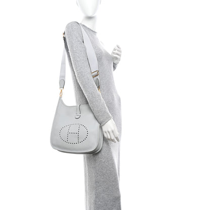 Hermes Taurillon Clemence Evelyne III PM Bleu Pale 2 of 12