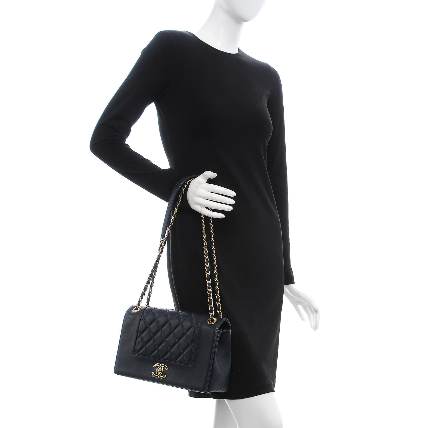Chanel Sheepskin Quilted Vintage Mademoiselle Flap Navy 3 of 11