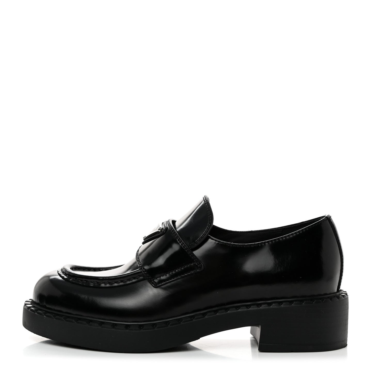 Spazzolato Metal Triangle Logo 50mm Loafers 36 Black
