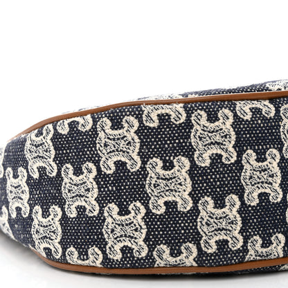 Celine Canvas Calfskin Ava Triomphe Shoulder Bag Blue 10 of 11