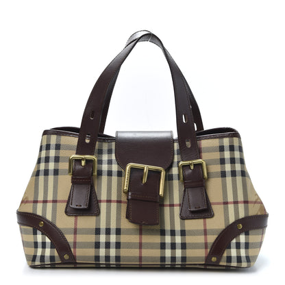 Burberry Haymarket Check Buckle Satchel Chocolate 1 of 11