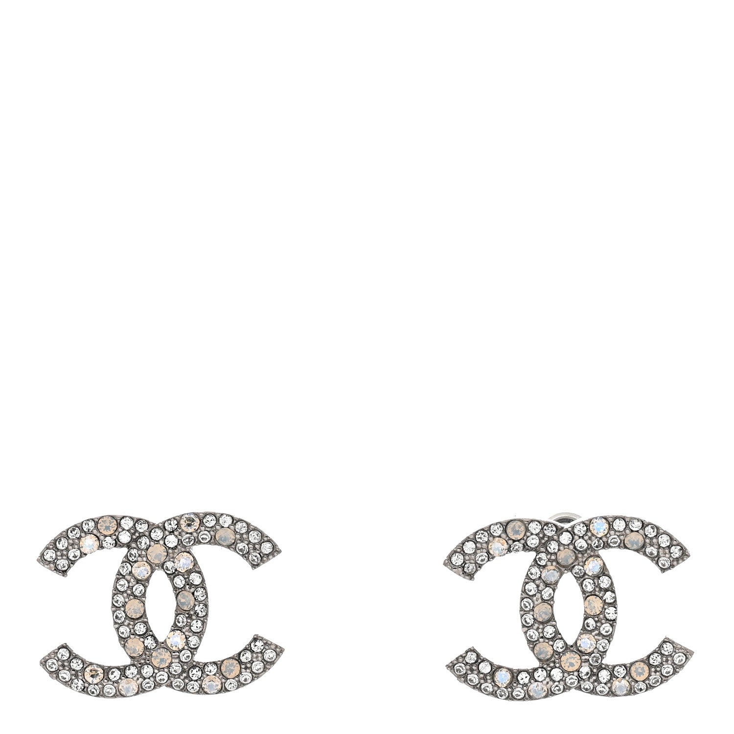 Chanel Crystal Large CC Earrings Silver 1 of 4