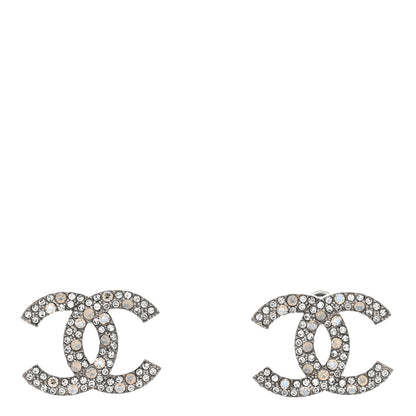 Chanel Crystal Large CC Earrings Silver 1 of 4