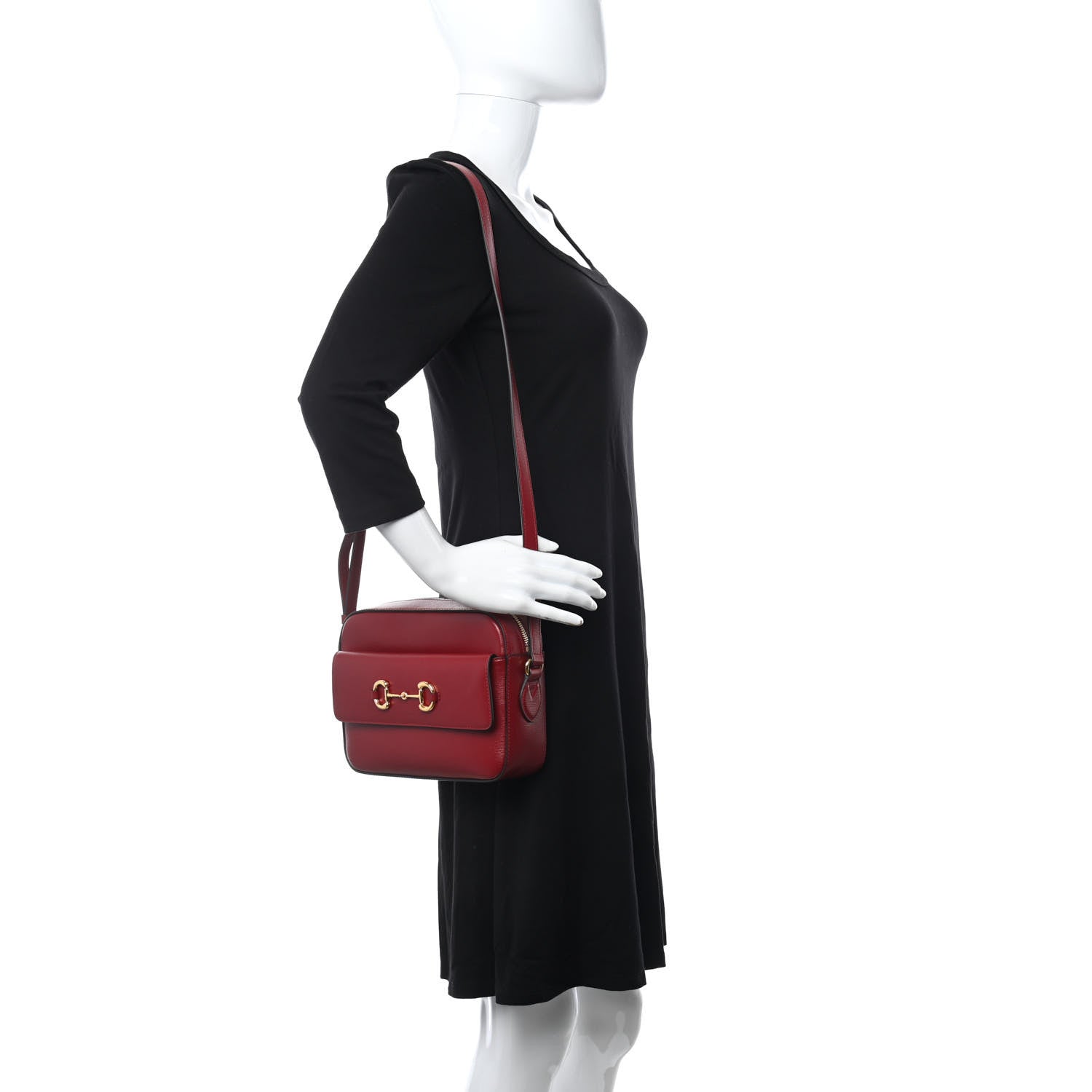 Gucci Azalea Calfskin Small Horsebit 1955 Shoulder Bag New Cherry Red 2 of 10