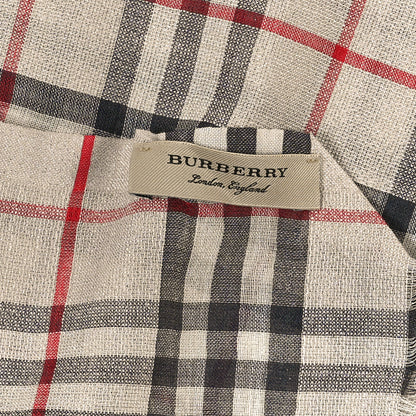 Burberry Metallic Silk Wool Gauze Giant Check Scarf Stone 4 of 4