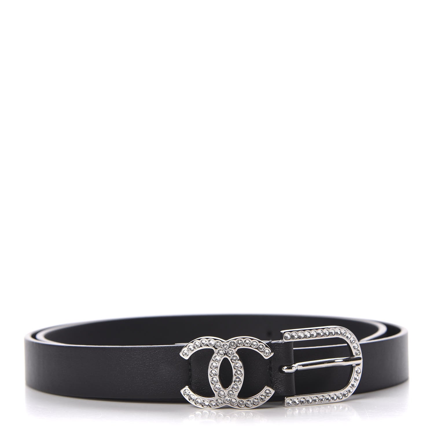 Chanel Calfskin Crystal CC Belt 85 34 Black 671564 – FASHIONPHILE