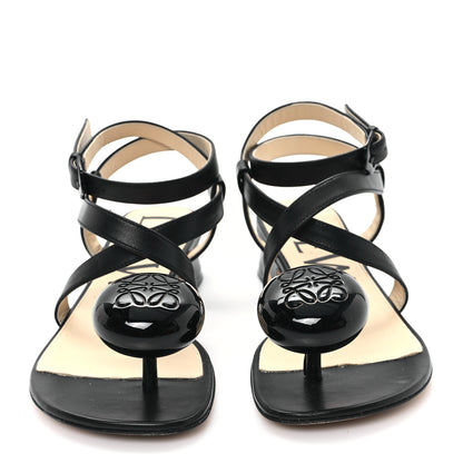 Loewe Calfskin Paula's Ibiza Pebble Toe Post Calle Sandals 37 Black 3 of 9
