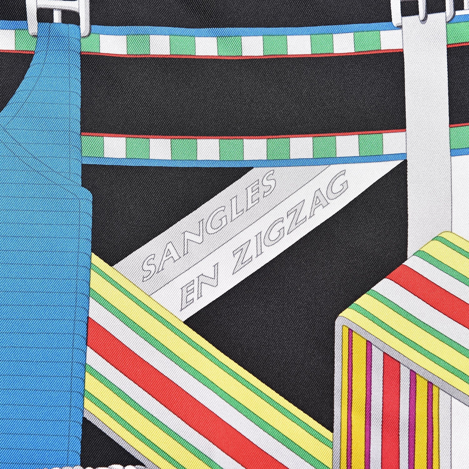Hermes Silk Sangles En Zigzag Scarf 90 Blanc Turquoise Fuchsia 8 of 9