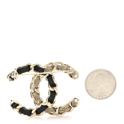 Chanel Metal Chain French New Wave CC Brooch Black Gold 2 of 4