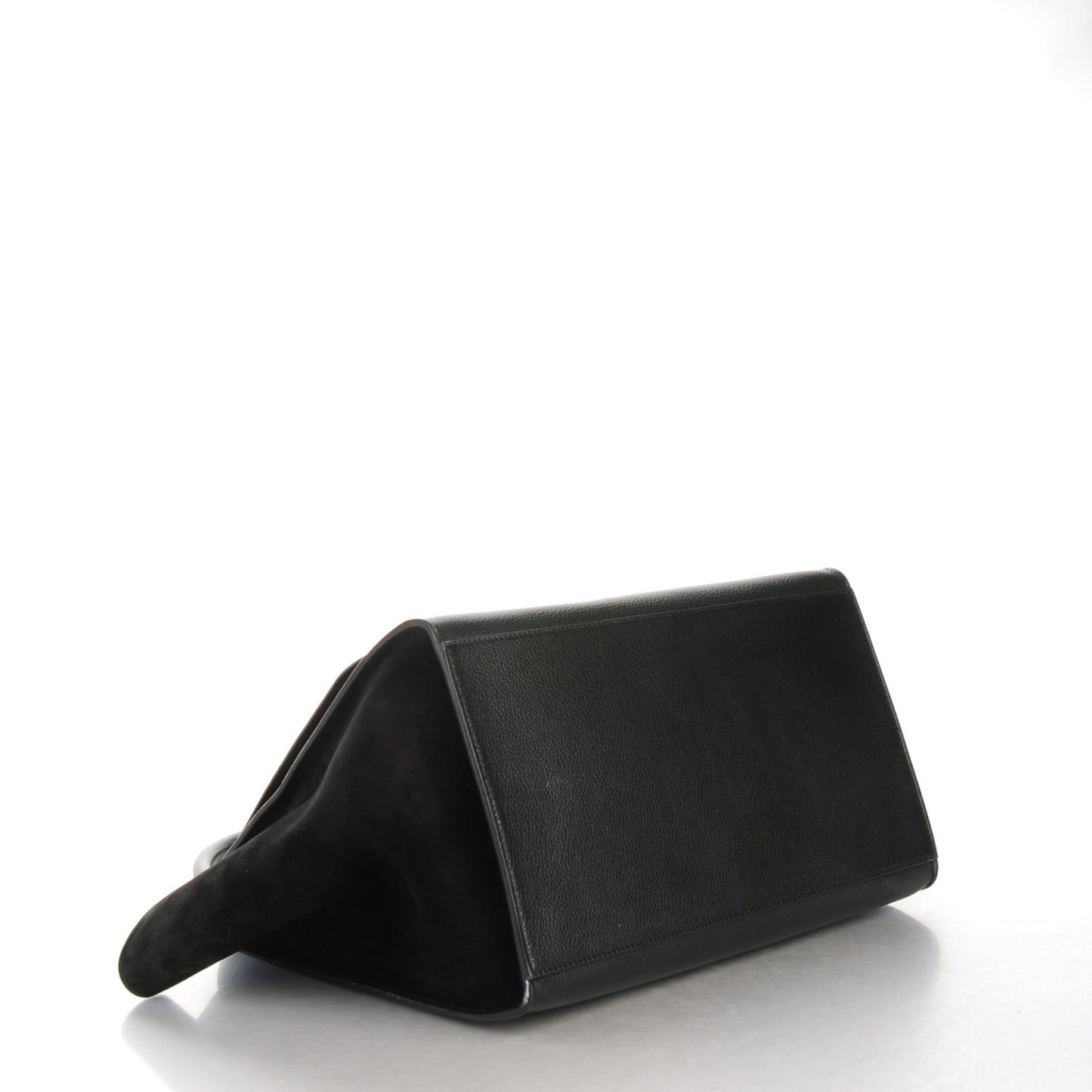 Drummed Calfskin Suede Large Trapeze Black