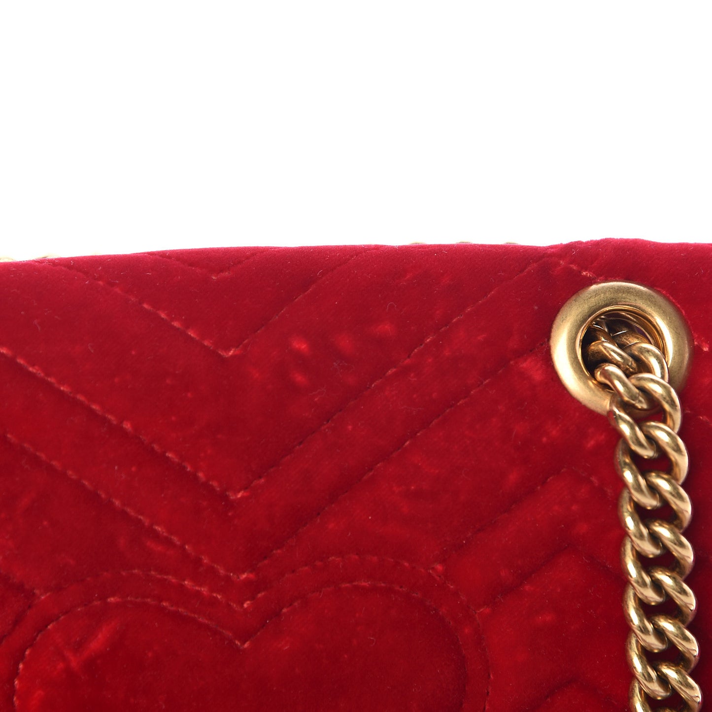 Velvet Matelasse Mini GG Marmont Shoulder Bag Hibiscus Red