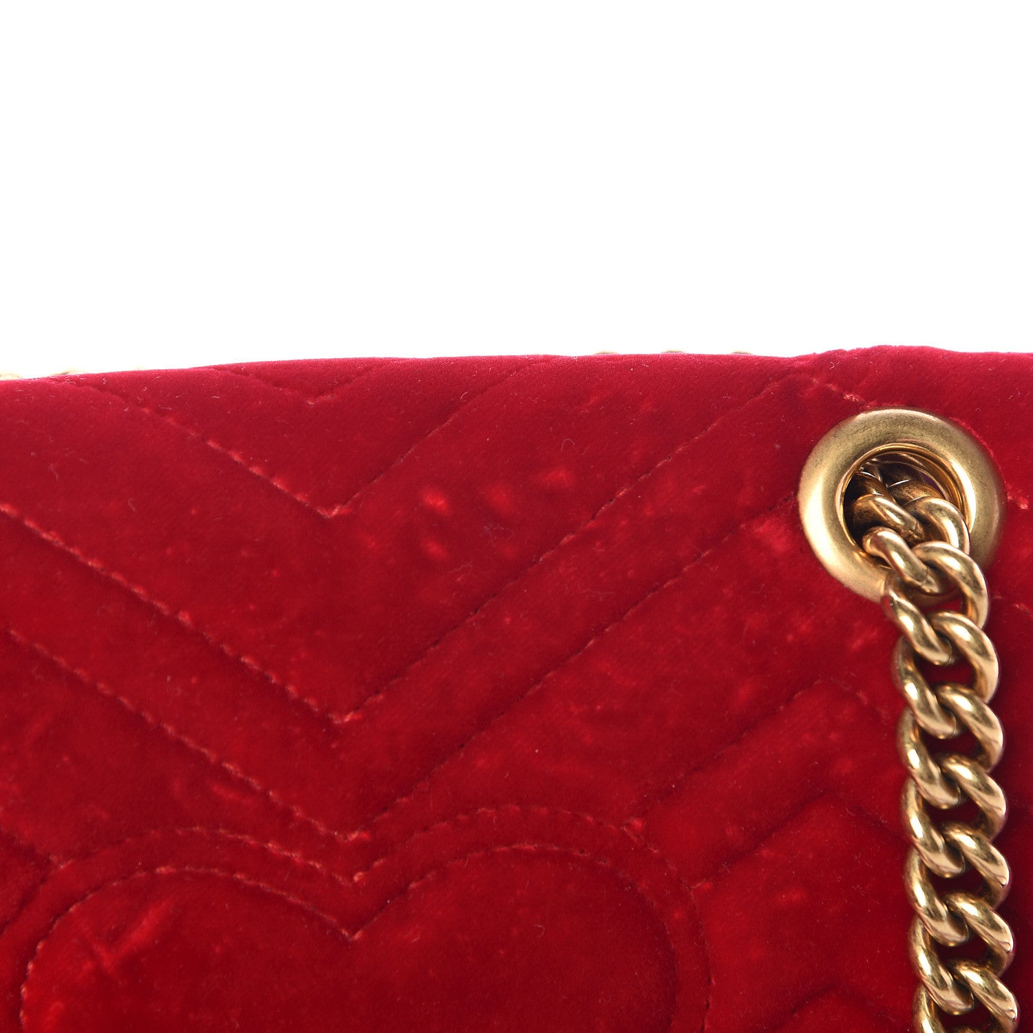 Gucci Velvet Matelasse Mini GG Marmont Shoulder Bag Hibiscus Red 14 of 17