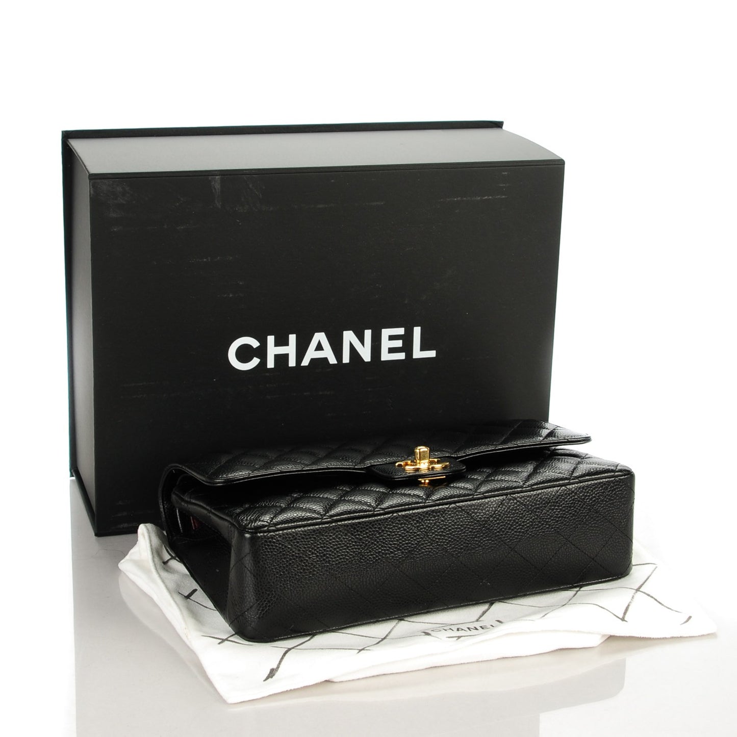 Caviar Quilted Medium Double Flap Black