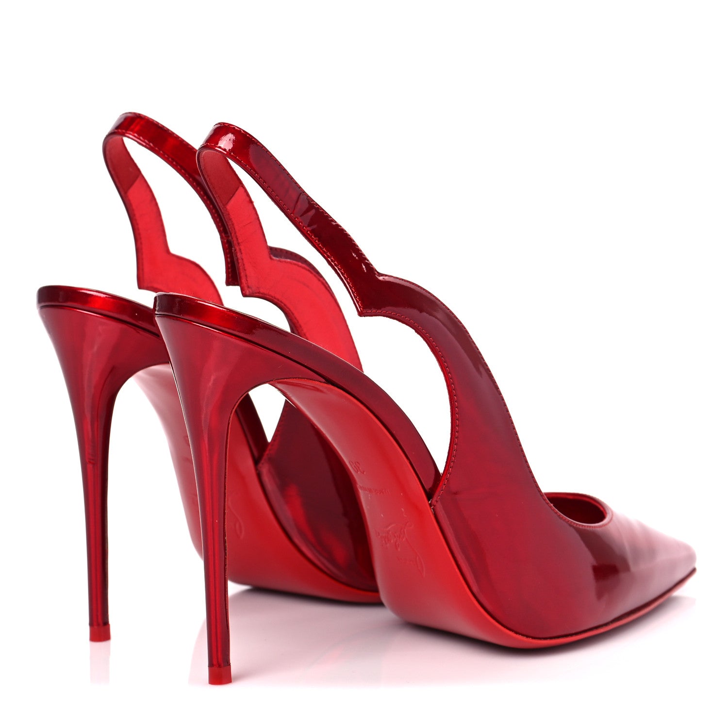 Christian Louboutin Metallic Calfskin Hot Chick Slingback 100 Pumps 39 Red 4 of 8