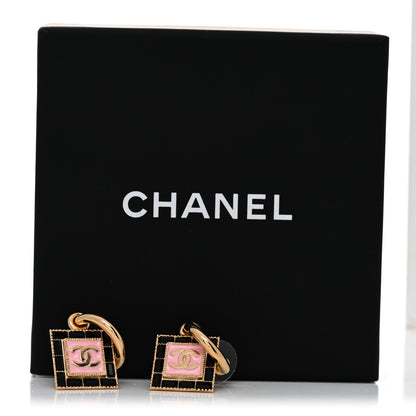 Chanel Metal Resin CC Square Drop Earrings Gold Transparent 9 of 11