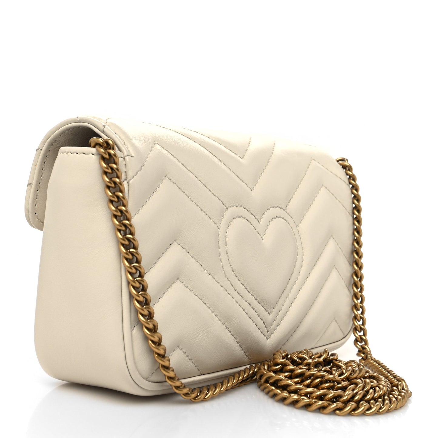Calfskin Matelasse Super Mini GG Marmont Shoulder Bag White