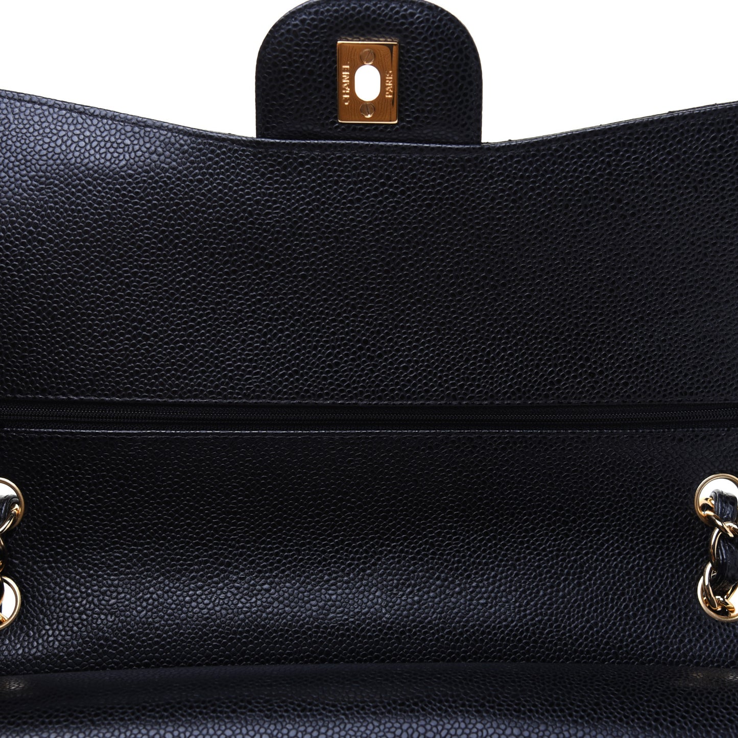 Caviar Quilted Jumbo Double Flap Black