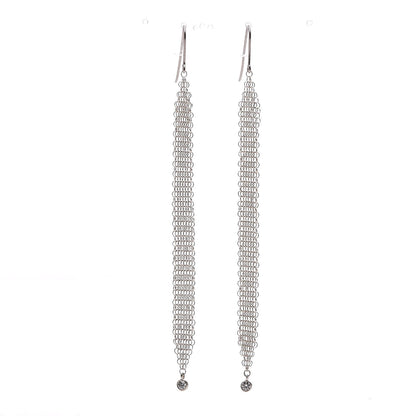 Tiffany Sterling Silver Diamond Elsa Peretti Mesh Tassel Earrings 1 of 5